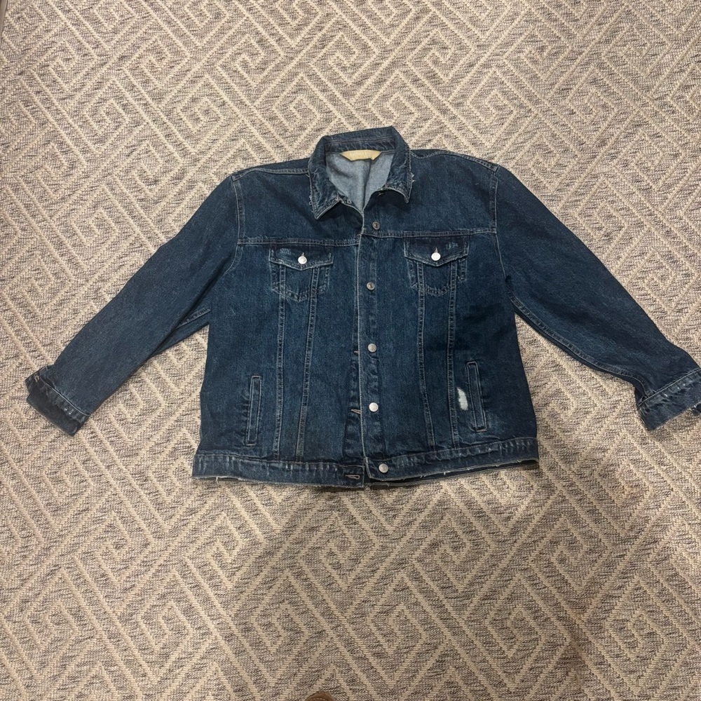 Vintage Roebuck & Co. Denim Trucker Jacket | 100% Cotton | Classic Oversize Fit - Picture 3 of 6